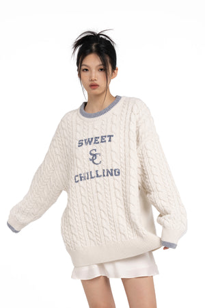 'TAKE THE CHILL OFF' OVERSIZED CABLE KNIT SWEATER